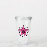 Cow Print - Black and White Acrylic Tumbler with Straw