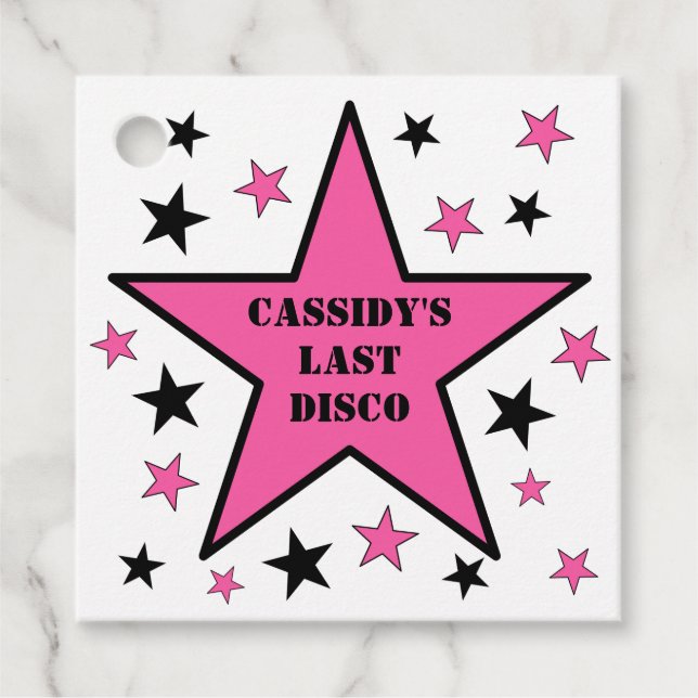Her Last Disco Cowgirl Bachelorette Party Favor Tags (Front)