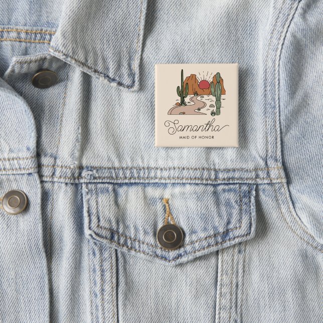 Her Last Fiesta Boho Desert Bachelorette Weekend Button (In Situ)
