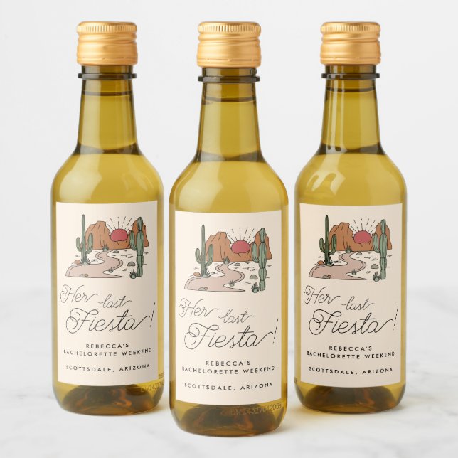 Her Last Fiesta Boho Desert Bachelorette Weekend Wine Label (Bottles)