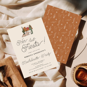 Her Last Fiesta Desert Cactus Bachelorette Party Invitation