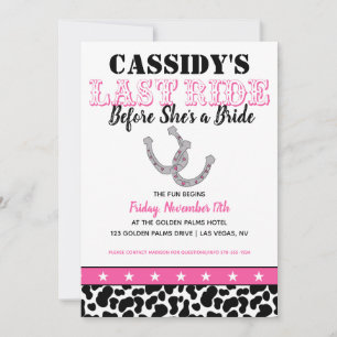 Her Last Ride Disco Cowgirl Bachelorette Itinerary Invitation