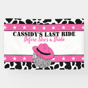 Her Last Ride Disco Cowgirl Bachelorette Party Banner