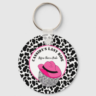 Her Last Ride Disco Cowgirl Bachelorette Party Keychain