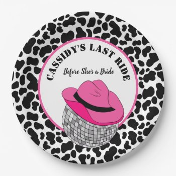 Her Last Ride Disco Cowgirl Bachelorette Party Paper Plates