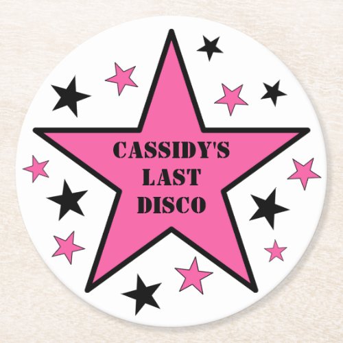 Her Last Ride Disco Cowgirl Bachelorette Party Round Paper Coaster