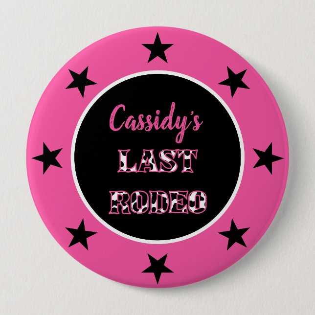 Her Last Rodeo Disco Cowgirl Bachelorette Party Button (Front)