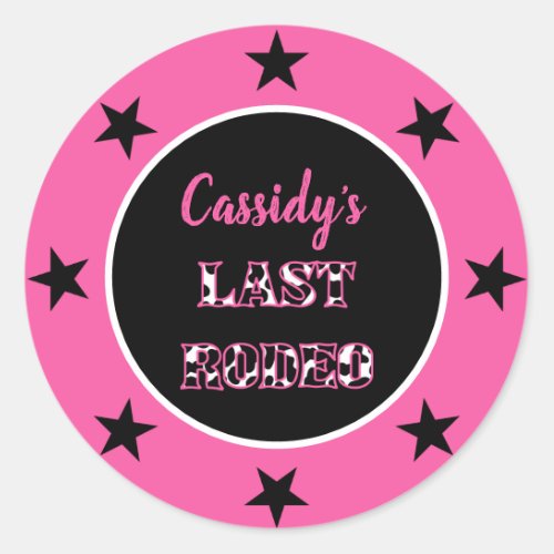 Her Last Rodeo Disco Cowgirl Bachelorette Party Classic Round Sticker