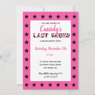 Her Last Rodeo Disco Cowgirl Bachelorette Party Invitation