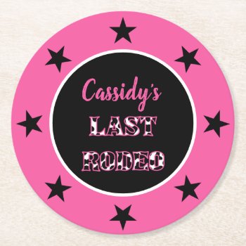 Her Last Rodeo Disco Cowgirl Bachelorette Party Round Paper Coaster