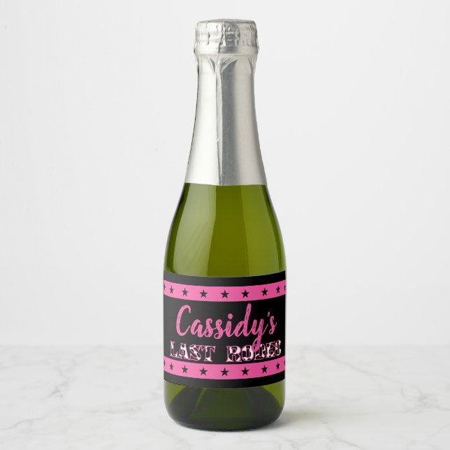 Her Last Rodeo Disco Cowgirl Bachelorette Party Sparkling Wine Label (Front)