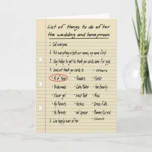 Funny Maid Of Honor Cards Zazzle Her List Maid Or Matron Of Honor Funny Thank You Card