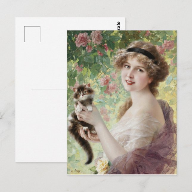 Her Little Kitten by Emile Vernon Postcard (Front/Back)