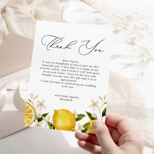 Her Main Squeeze Lemon Bridal Shower Thank You Card