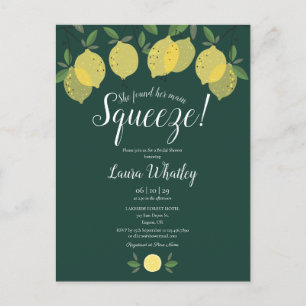 Her Main Squeeze Lemon Emerald Green Bridal Shower Announcement Postcard