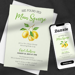 Her Main Squeeze Watercolor Lemon Bridal Shower Invitation