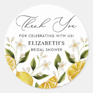 Her Main Squeeze Yellow Citrus Bridal Shower Classic Round Sticker
