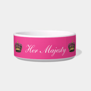 Her Majesty Funny Queen Royal Pet Humor Hot Pink Bowl