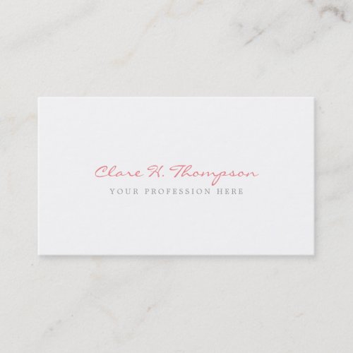 her minimalist professional pink script modern business card