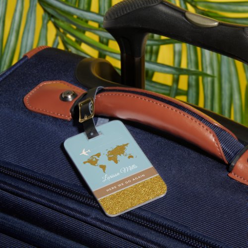 Her modern chic travel goldblue luggage tag