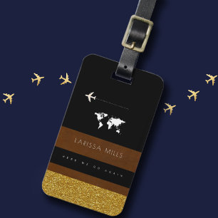 Her Modern Classy Travel Luggage Tag with stripes