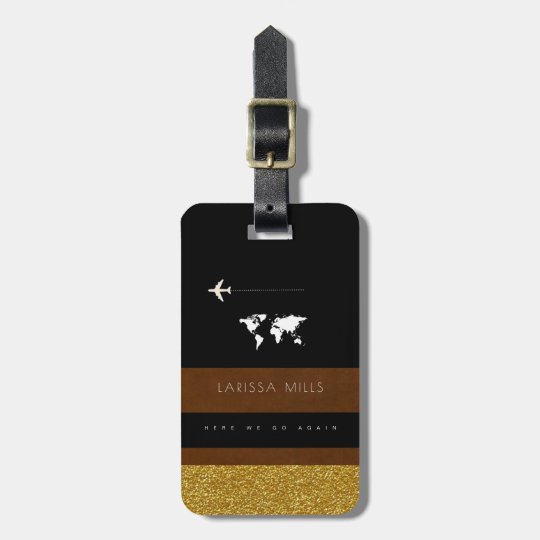her modern classy travel luggage tag with stripes