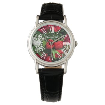 Her Name And Romantic Floral Watch by elizme1 at Zazzle