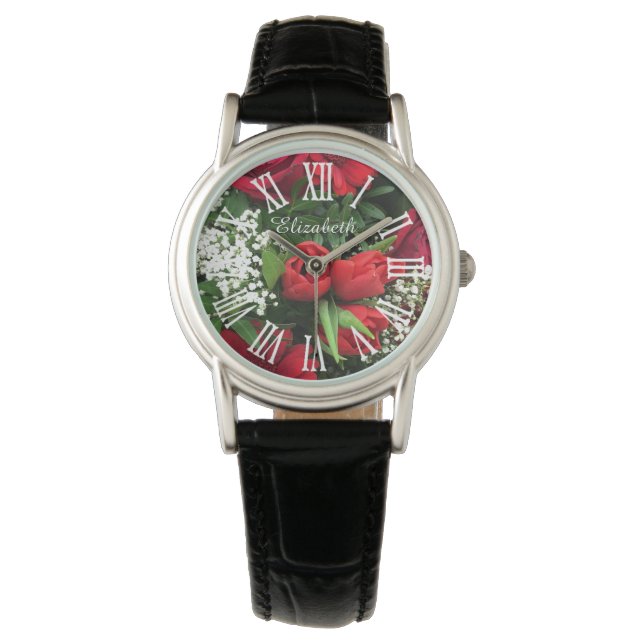 Her Name and Romantic Floral Watch (Front)