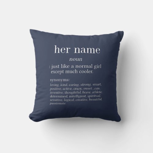Her name definition throw pillow