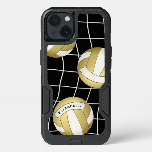 her name gold white women's volleyball otterbox iPhone case (Back)