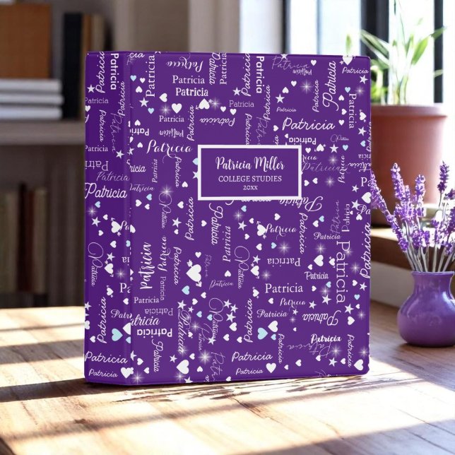 Her Name & Hearts Purple College Studies Mini Binder (Creator Uploaded)