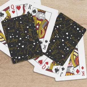 Her Name with Hearts on Black Poker Cards