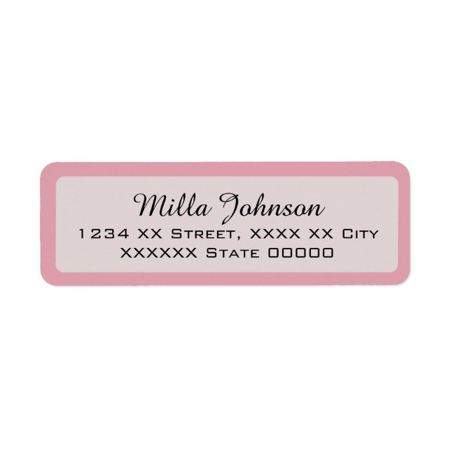 her name with pink border label (Front)