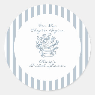 Her New Chapter Begins Book themed Bridal Shower Classic Round Sticker