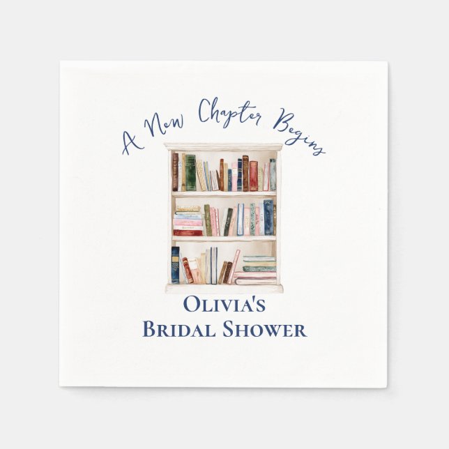 Her New Chapter Begins Book themed Bridal Shower Napkins (Front)
