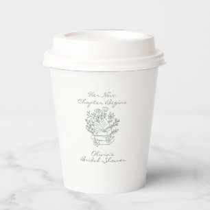Her New Chapter Begins Book themed Bridal Shower Paper Cups