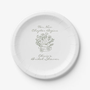Her New Chapter Begins Book themed Bridal Shower Paper Plates