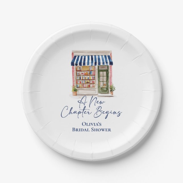 Her New Chapter Begins Book themed Bridal Shower Paper Plates (Front)