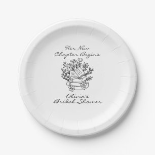 Her New Chapter Begins Book themed Bridal Shower Paper Plates