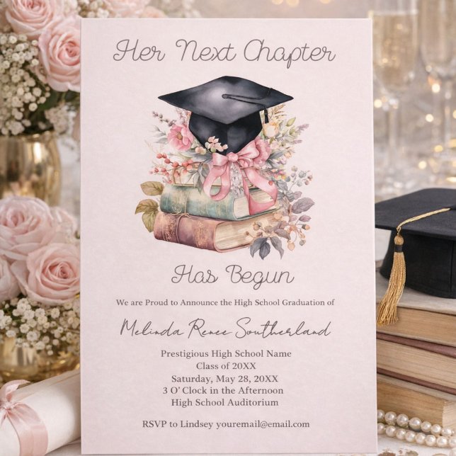 Her Next Chapter Books Graduation Announcement (Creator Uploaded)