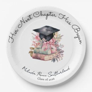 Her Next Chapter Books Graduation Party Paper Plates