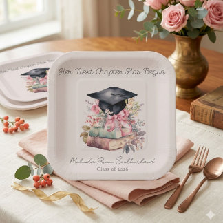 Her Next Chapter Books Graduation Party Paper Plates