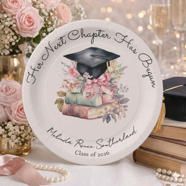 Her Next Chapter Books Graduation Party Paper Plates (Creator Uploaded)