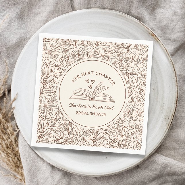 Her Next Chapter Brown Book Club Bridal Shower Napkins (Her Next Chapter Brown Book Club Bridal Shower Napkins)