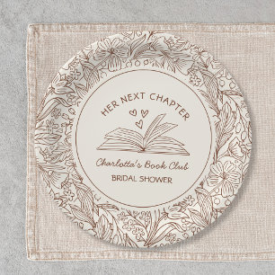 Her Next Chapter Brown Book Club Bridal Shower Paper Plates