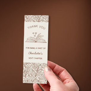 Her Next Chapter Brown Bridal Shower Thank You Bookmarks