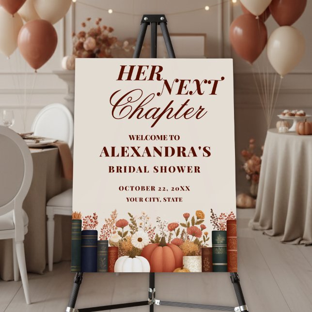 Her Next Chapter Fall Book Theme Bridal Shower Foam Board (Creator Uploaded)