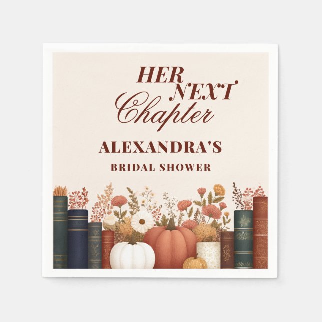 Her Next Chapter Fall Book Theme Bridal Shower Napkins (Front)