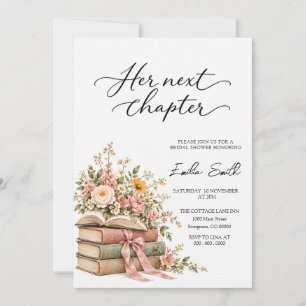 Her Next Chapter Floral Books Bridal Shower Invitation