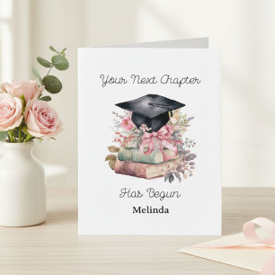 Her Next Chapter Floral Books Graduation Card